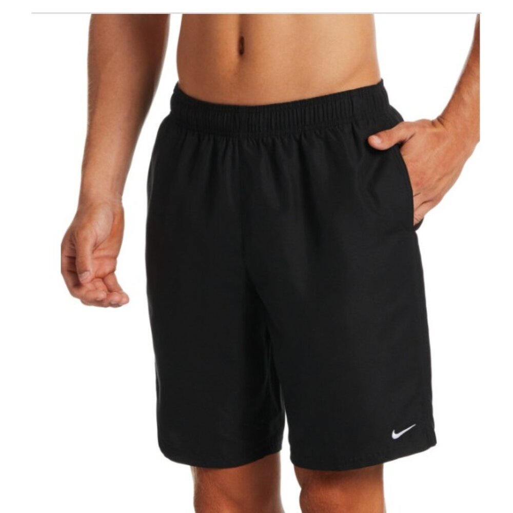 NWT Nike 9" Swim Trunks Swimwear Men's XXL Black Essential Lap Lined NESSA558